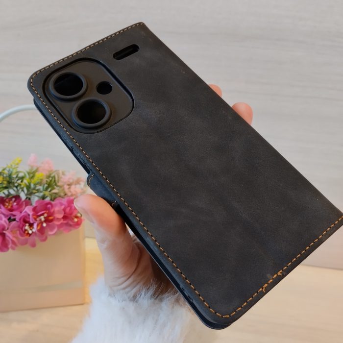 Чохол на xiaomi redmi Note 13 pro plus 5g книжка підставка з хлястиком і візитницею Luxury Leather (чорний) - Зображення 4
