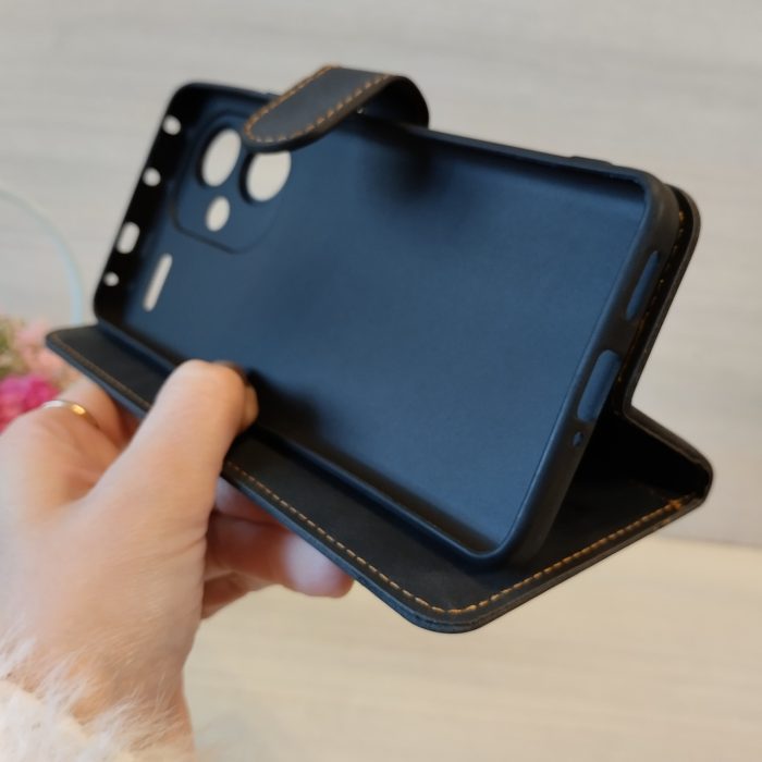 Чохол на xiaomi redmi Note 13 pro plus 5g книжка підставка з хлястиком і візитницею Luxury Leather (чорний) - Зображення 5