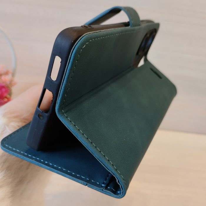 Чохол на xiaomi redmi Note 13 pro plus 5g книжка підставка з хлястиком і візитницею Luxury Leather (зелений) - Зображення 5