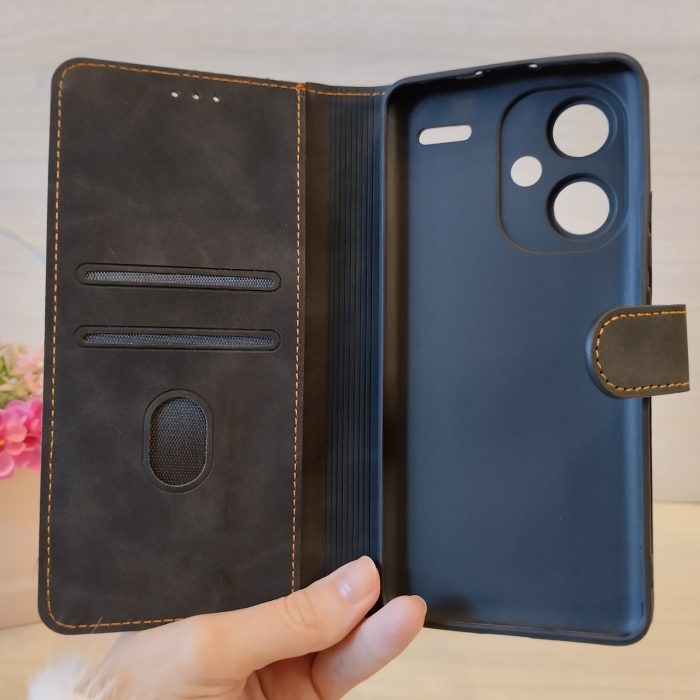 Чохол на xiaomi redmi Note 13 pro plus 5g книжка підставка з хлястиком і візитницею Luxury Leather (чорний) - Зображення 3