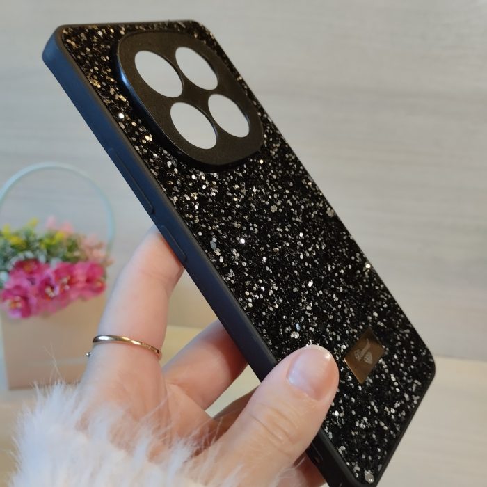 Чехол на xiaomi redmi Note 14 pro 4g силиконовая женская накладка с блестками (черный) - Зображення 4
