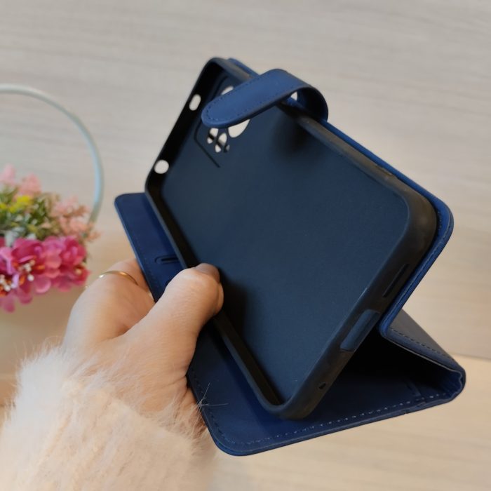 Чохол для xiaomi redmi Note 12 4g книжка підставка з хлястиком і візитницею Luxury Leather (синій) - Зображення 5