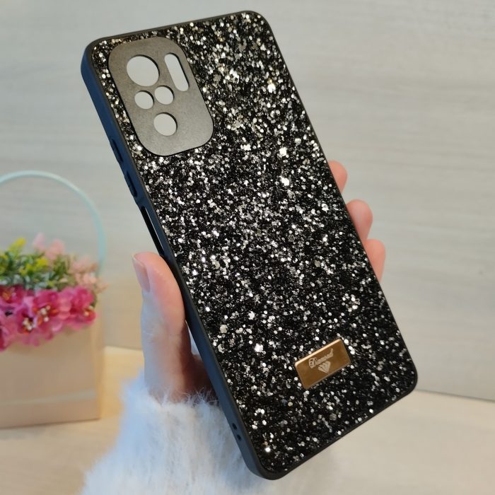 Чехол на Xiaomi redmi Note 10 4g / Note 10s силиконовая женская накладка блестящая Diamond shine (черный) - Зображення 4