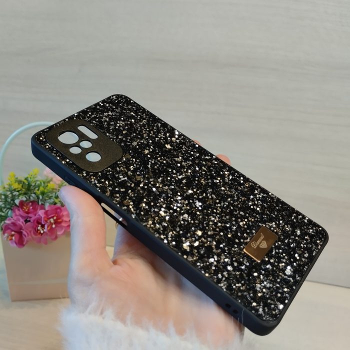 Чехол на Xiaomi redmi Note 10 4g / Note 10s силиконовая женская накладка блестящая Diamond shine (черный) - Зображення 5
