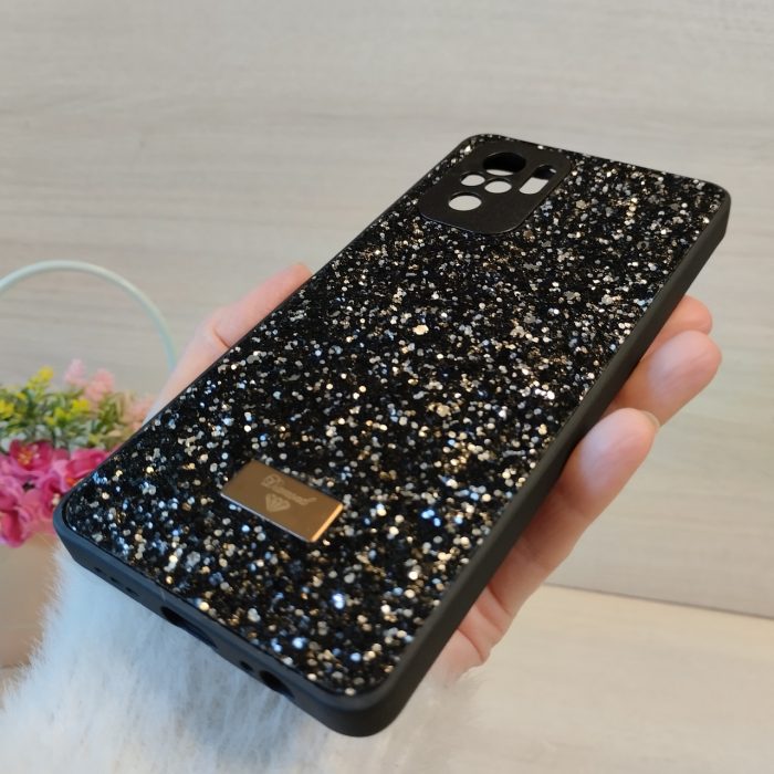Чохол на Poco m5s силіконова жіноча накладка блискуча Diamond shine (чорний) - Зображення 6