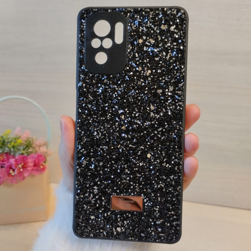 Чехол на Xiaomi redmi Note 10 4g / Note 10s силиконовая женская накладка блестящая Diamond shine (черный)
