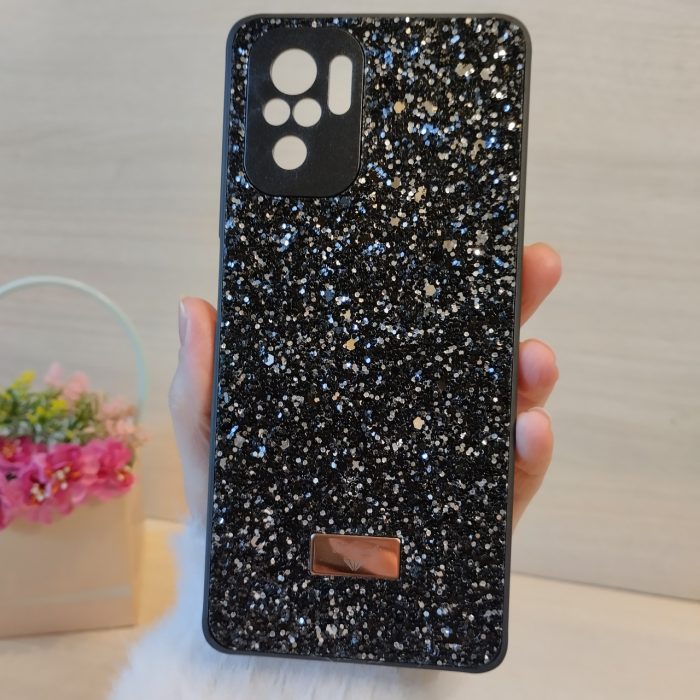 Чохол на Poco m5s силіконова жіноча накладка блискуча Diamond shine (чорний) - Зображення 2