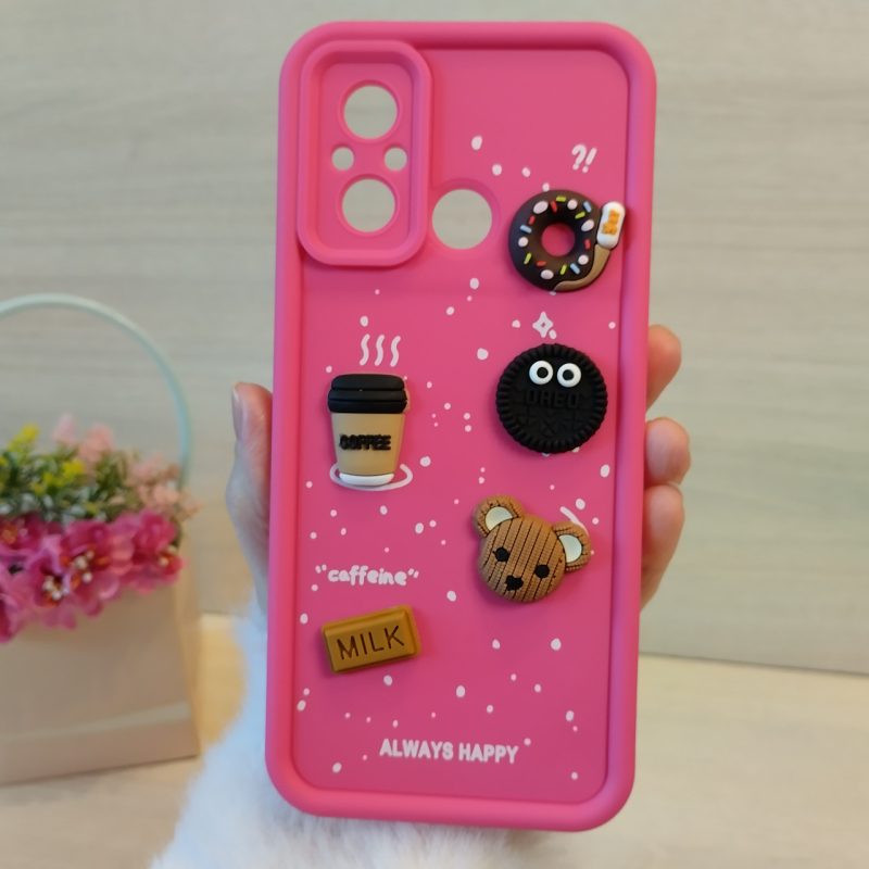 Чохол для xiaomi redmi 12c силіконовий з 3-D наклейками TPU Toys Case (рожевий)