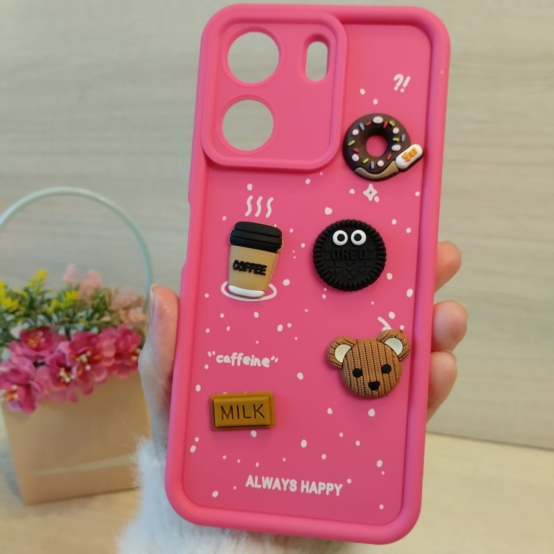 Чохол для xiaomi redmi 13c 4g силіконовий з 3-D наклейками TPU Toys Case (рожевий)