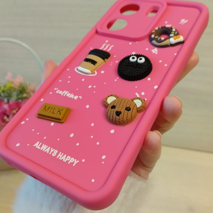 Чехол для poco c65 силиконовый женский детский мягкий с 3-D наклейками TPU Toys Case (розовый) - Зображення 6