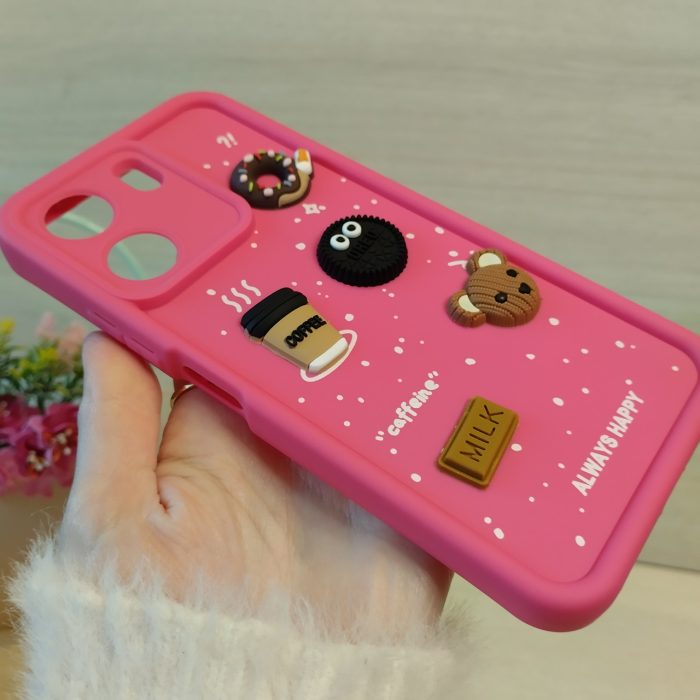Чехол для poco c65 силиконовый женский детский мягкий с 3-D наклейками TPU Toys Case (розовый) - Зображення 4
