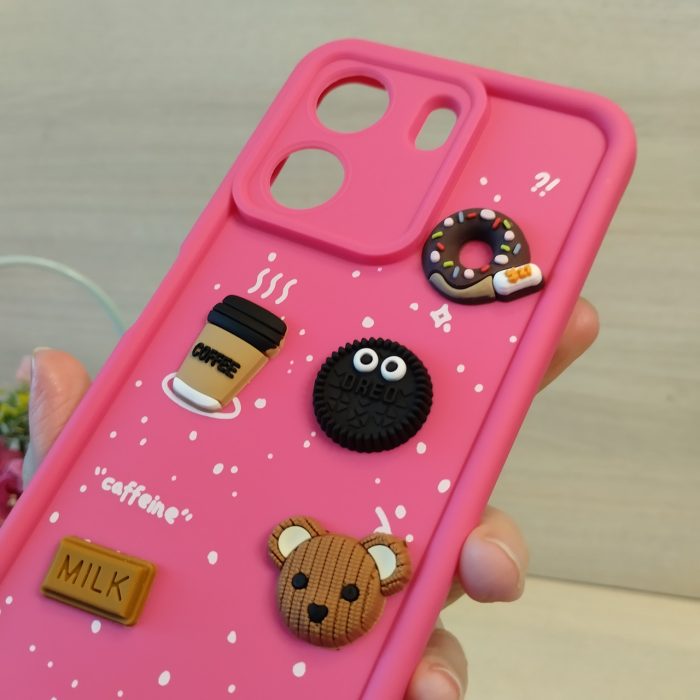 Чехол для poco c65 силиконовый женский детский мягкий с 3-D наклейками TPU Toys Case (розовый) - Зображення 7