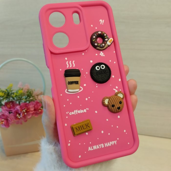Чехол для poco c65 силиконовый женский детский мягкий с 3-D наклейками TPU Toys Case (розовый) - Зображення 2