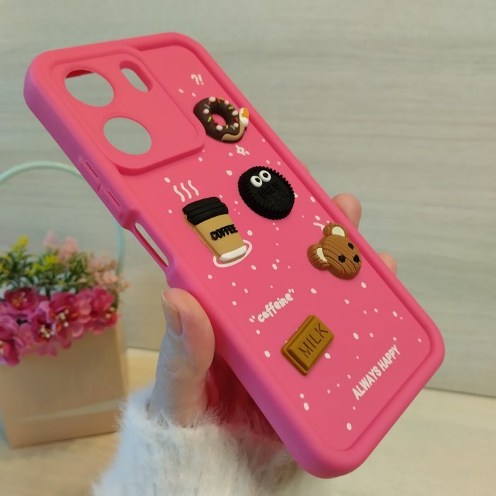 Чехол для poco c65 силиконовый женский детский мягкий с 3-D наклейками TPU Toys Case (розовый) - Зображення 3