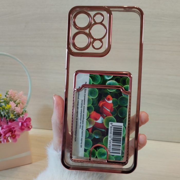 Чохол для xiaomi redmi 12 силіконовий прозорий із рожевою рамкою та кишенею під картки Luxury - Зображення 9