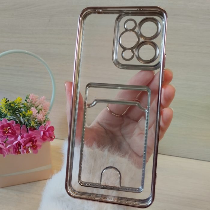 Чохол для xiaomi redmi 12 силіконовий прозорий із рожевою рамкою та кишенею під картки Luxury - Зображення 8