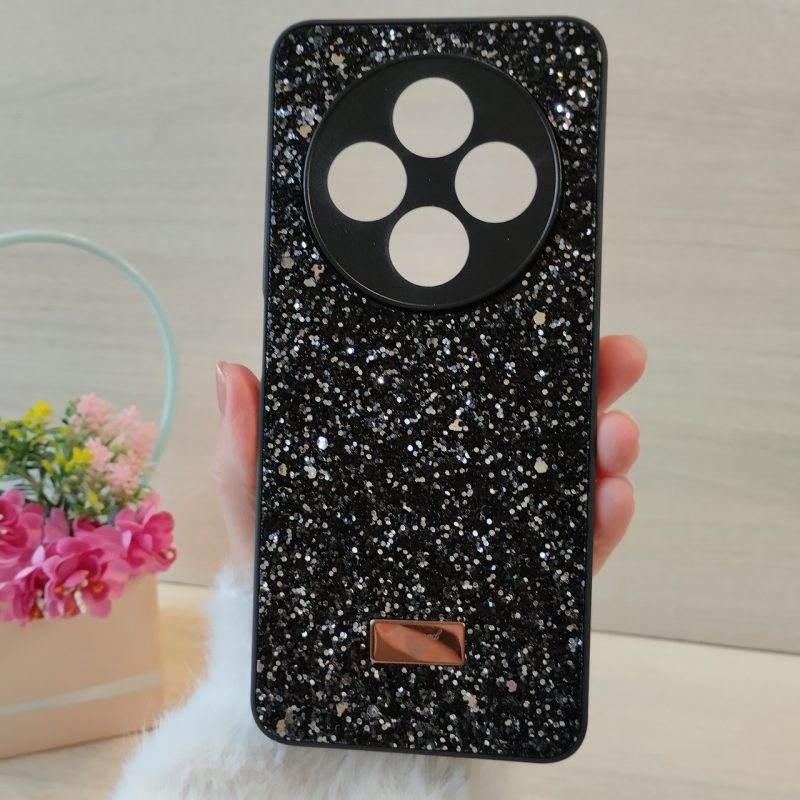 Чехол для Poco c75 силиконовая женская накладка блестящая Diamond shine черный