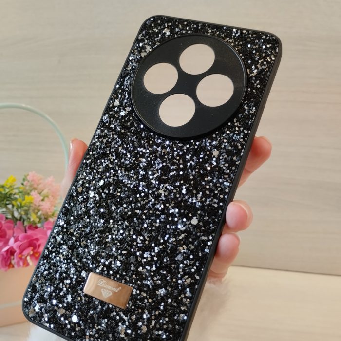 Чехол для Poco c75 силиконовая женская накладка блестящая Diamond shine черный - Зображення 6