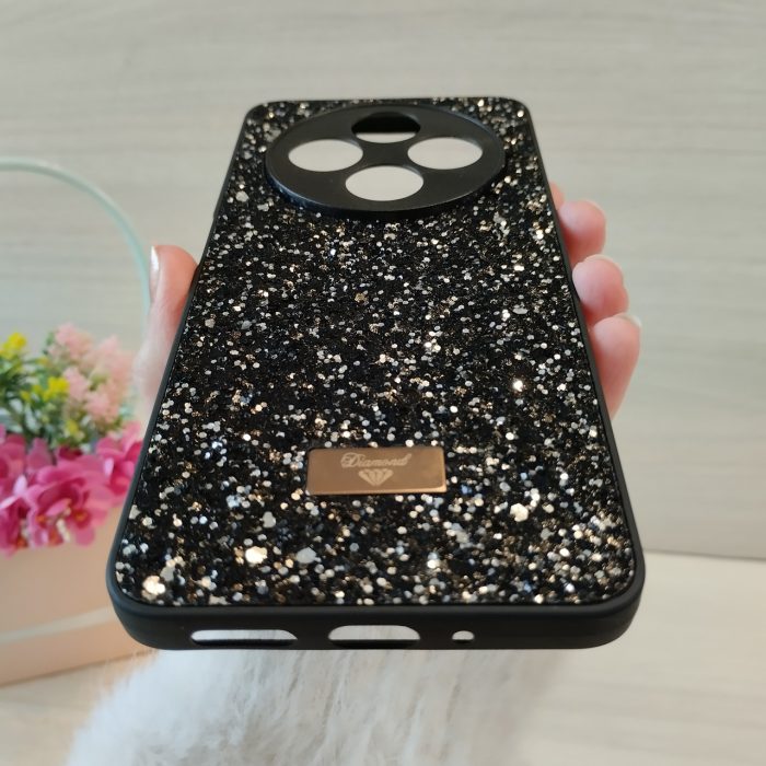 Чехол для Poco c75 силиконовая женская накладка блестящая Diamond shine черный - Зображення 7