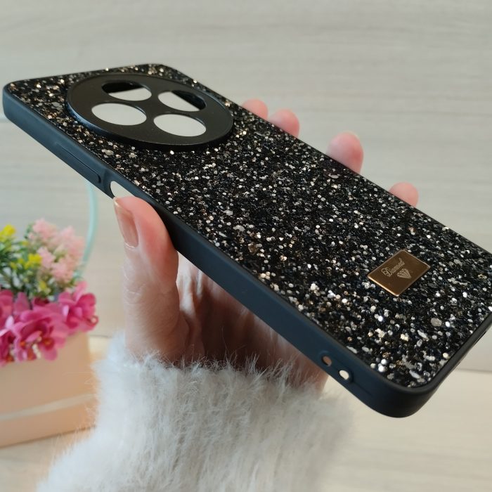 Чехол для Poco c75 силиконовая женская накладка блестящая Diamond shine черный - Зображення 5