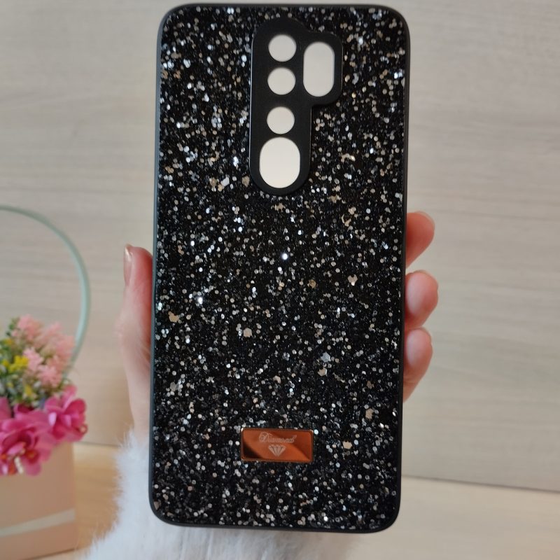 Чохол на xiaomi redmi Note 8 pro силіконова жіноча накладка блискуча Diamond shine чорний