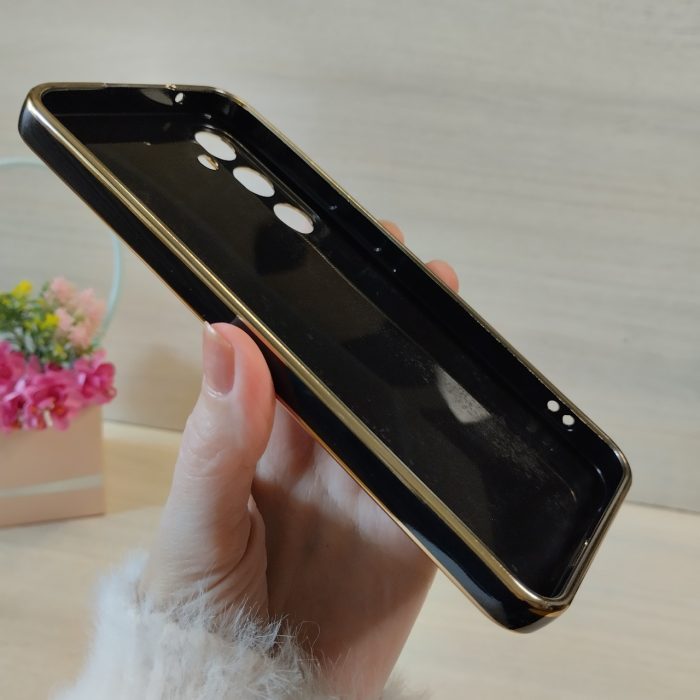 Чохол для samsung a35 5g жіночий силіконовий із золотистою рамкою Luxury (чорний) - Зображення 8