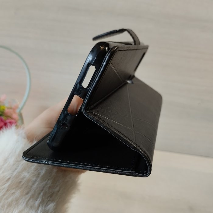 Чохол для xiaomi redmi 10a книжка підставка з хлястиком і кишенями під картки чорний - Зображення 6