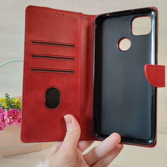 Чохол для xiaomi redmi 9c книжка підставка з хлястиком і кишенями під картки червоний - Зображення 3