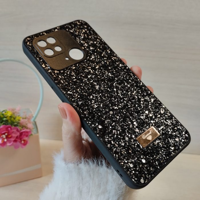Чохол на xiaomi redmi 10c силіконова накладка блискуча Diamond чорний - Зображення 4