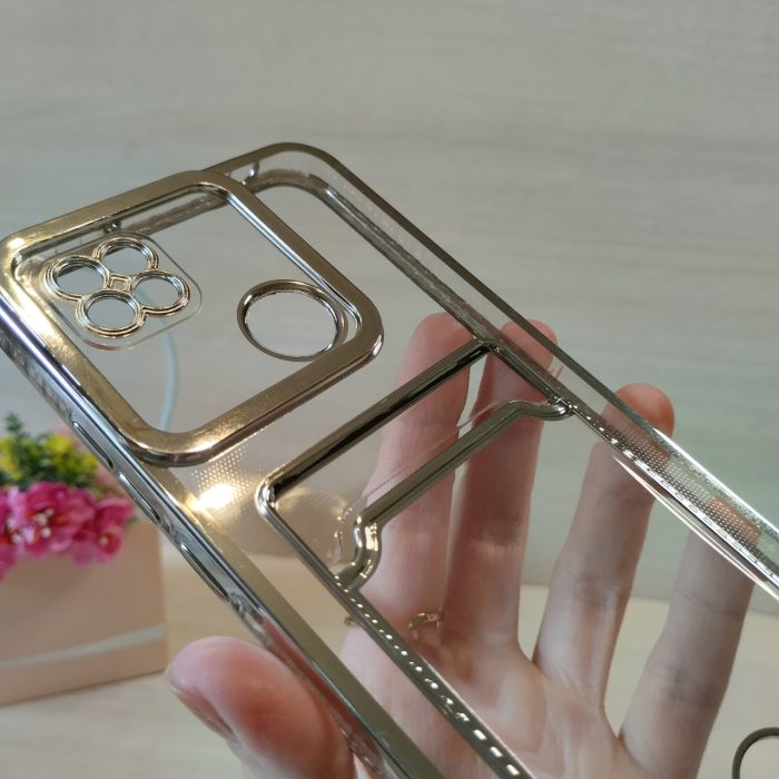 Чехол для xiaomi redmi 9c силиконовый прозрачный с серебристой рамкой и карманом под карточки Luxury - Зображення 5