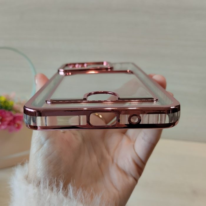Чохол на xiaomi redmi 10a силіконовий прозорий з рожевою рамкою та кишенею під картки Luxury - Зображення 8