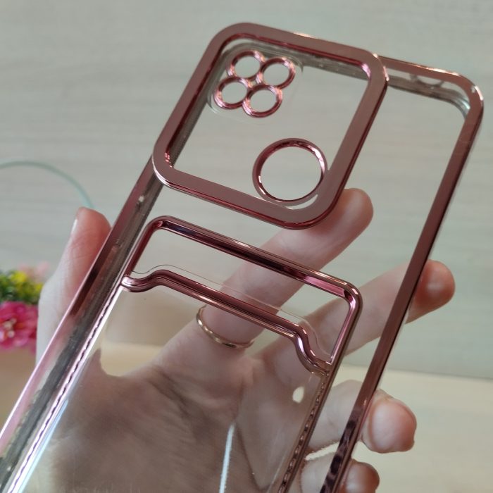 Чохол на xiaomi redmi 10a силіконовий прозорий з рожевою рамкою та кишенею під картки Luxury - Зображення 5