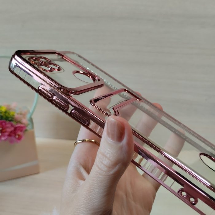 Чохол на xiaomi redmi 10a силіконовий прозорий з рожевою рамкою та кишенею під картки Luxury - Зображення 7