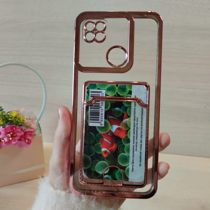 Чохол на xiaomi redmi 10a силіконовий прозорий з рожевою рамкою та кишенею під картки Luxury - Зображення 10