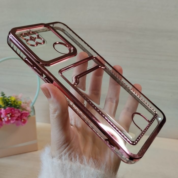 Чохол для xiaomi redmi 9c силіконовий прозорий із рожевою рамкою та кишенею під картки Luxury - Зображення 3