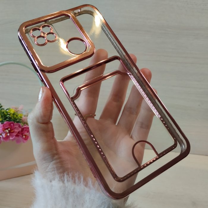 Чохол для xiaomi redmi 9c силіконовий прозорий із рожевою рамкою та кишенею під картки Luxury - Зображення 7