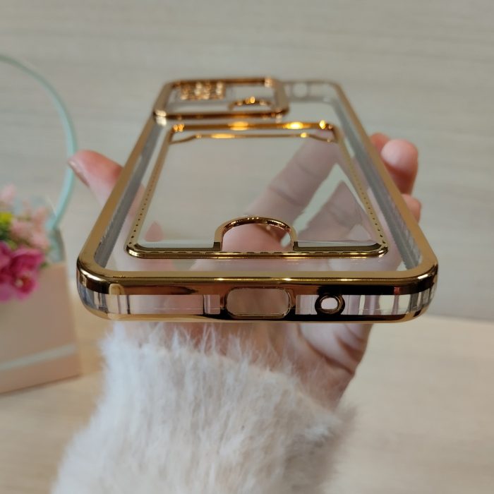 Чохол для xiaomi redmi 9c силіконовий прозорий із золотистою рамкою та кишенею під картки Luxury - Зображення 6