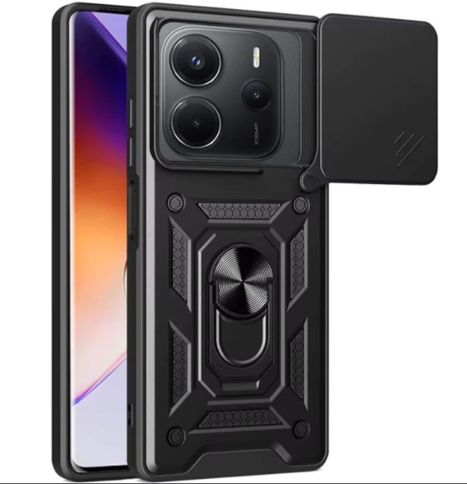Чохол для Xiaomi redmi Note 14 4g протиударний зі шторкою для камери та кільцем підставкою