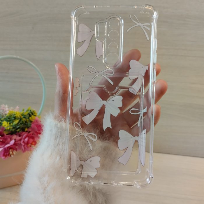 Чохол на xiaomi redmi Note 8 pro силіконовий прозорий з відділом під картки та малюнком (бантики) - Зображення 7