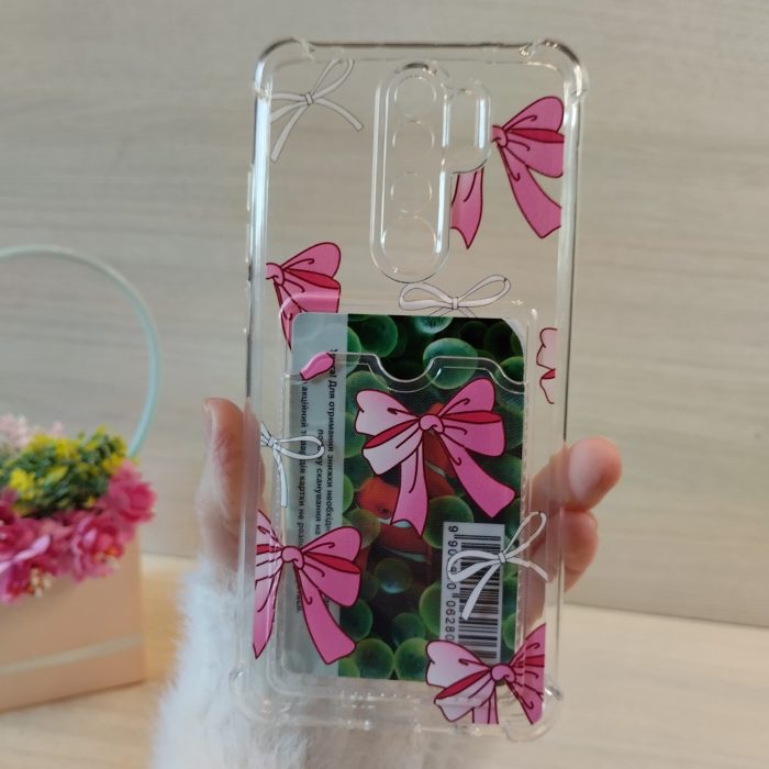 Чохол на xiaomi redmi Note 8 pro силіконовий прозорий з відділом під картки та малюнком (бантики) - Зображення 8