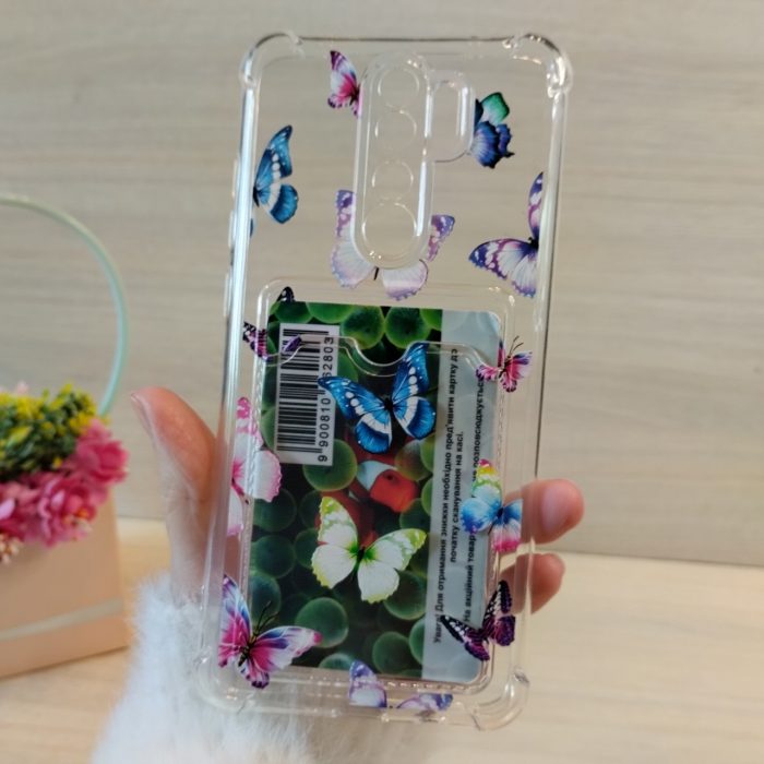 Чохол на xiaomi redmi Note 8 pro силіконовий прозорий з відділом під картки та малюнком (метелики) - Зображення 9