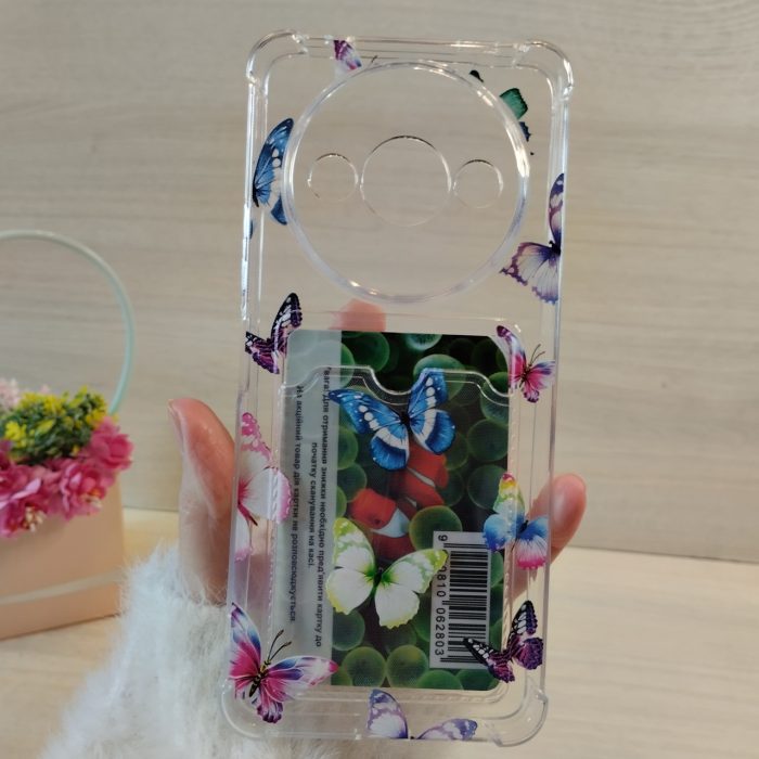 Чохол для xiaomi redmi A3 силіконовий жіночий з кишенею під картки та малюнком метелики - Зображення 10