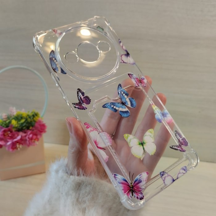 Чохол для xiaomi redmi A3 силіконовий жіночий з кишенею під картки та малюнком метелики - Зображення 3