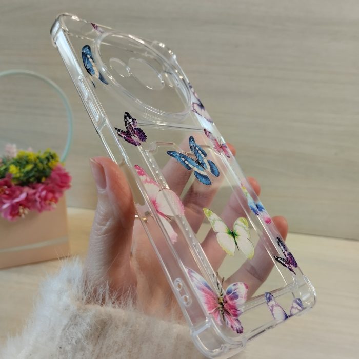 Чохол для xiaomi redmi A3 силіконовий жіночий з кишенею під картки та малюнком метелики - Зображення 2