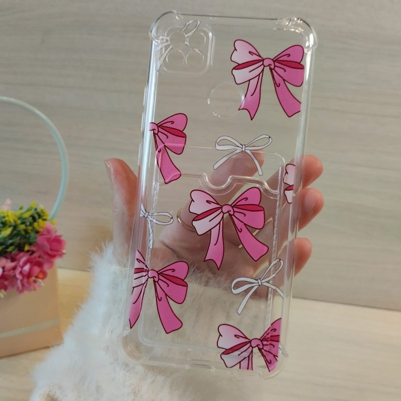 Чохол на xiaomi redmi 10a силіконовий прозорий із кишенею під картки та малюнком бантики