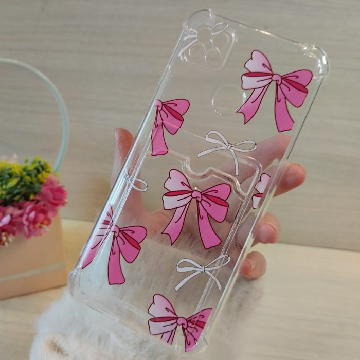 Чохол на xiaomi redmi 10a силіконовий прозорий із кишенею під картки та малюнком бантики - Зображення 3
