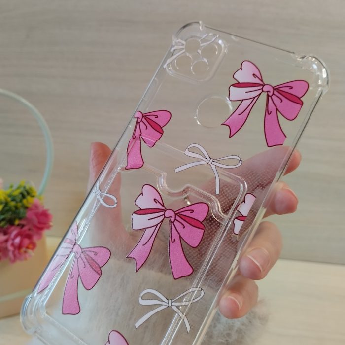Чохол на xiaomi redmi 10a силіконовий прозорий із кишенею під картки та малюнком бантики - Зображення 4