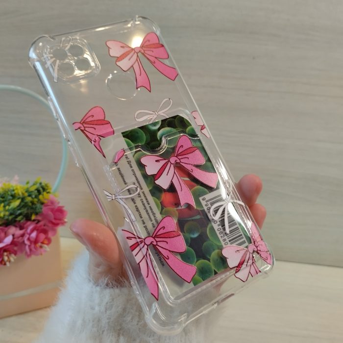 Чохол на xiaomi redmi 10a силіконовий прозорий із кишенею під картки та малюнком бантики - Зображення 10