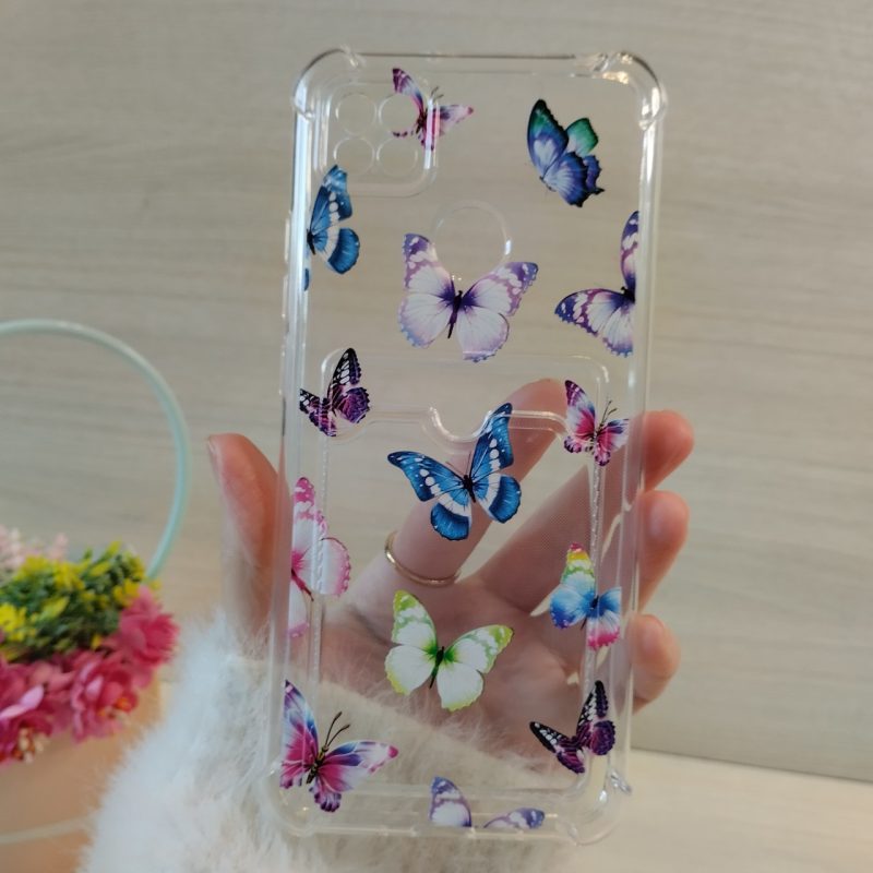 Чохол на xiaomi redmi 10a силіконовий прозорий із кишенею під картки та малюнком метелика