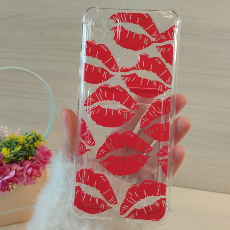 Чохол на xiaomi redmi 10a силіконовий прозорий із кишенею під картки та малюнком губи